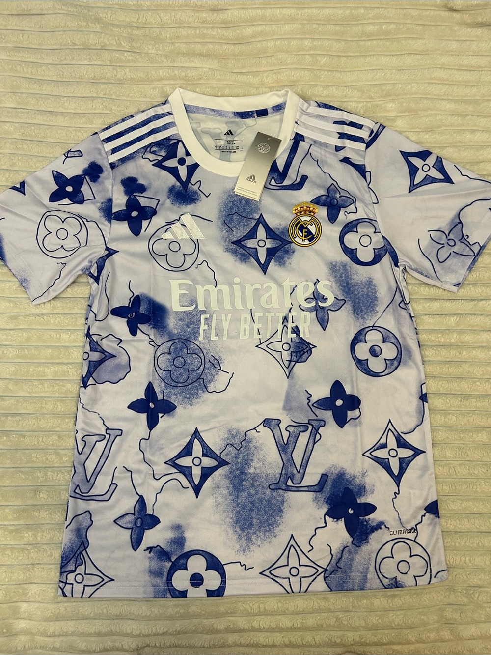 adidas Real Madrid White and Blue Graphic Jersey
